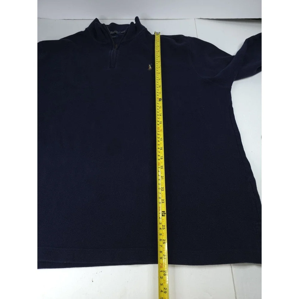 Polo Ralph Lauren Estate Rib Navy Blue Pullover Sweater‎ 1/4 Zip Mens Size 2XL